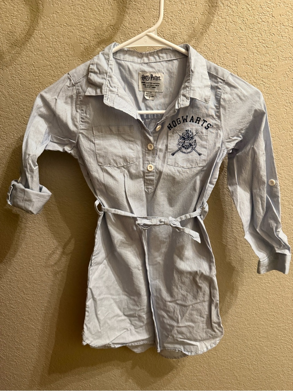 Warner Bros. Light Blue Hogwarts Shirt Dress with Crest